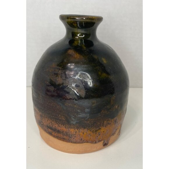 Glazed Terracotta Clay Pottery Thumb Controlled Watering Pot Brown/Green 5" Uniq - Picture 1 of 5